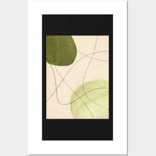 Abstract green and beige shapes Posters and Art